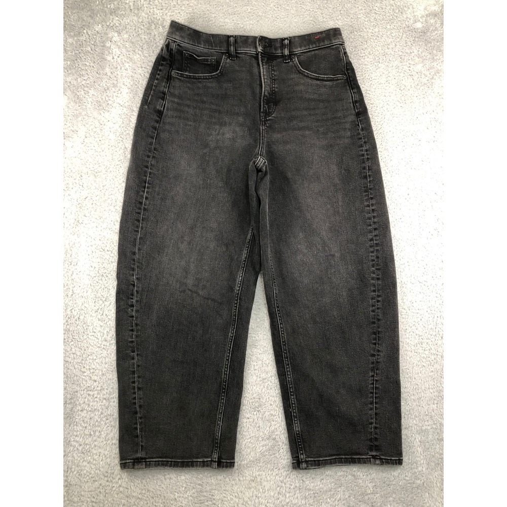 Spanx Jeans Womens L (31x26) Black Barrel Leg Denim 21593R